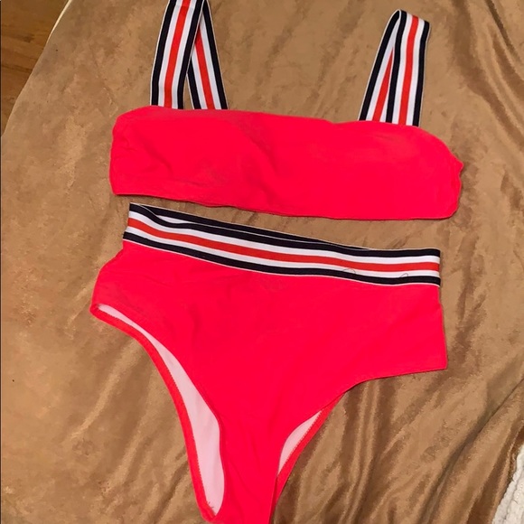 red high waisted bathing suit bottoms